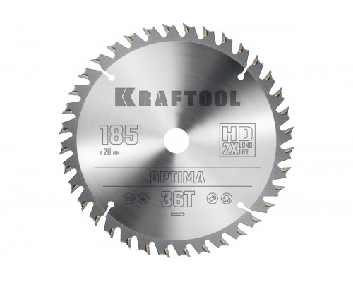 Диск пильный по дереву KRAFTOOL Optima 185x20 мм, 36Т 36951-185-20