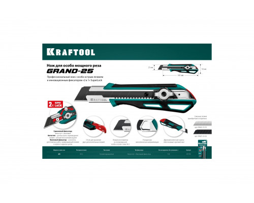 Нож KRAFTOOL Grand-25 c сегментированным лезвием 25 мм 09190