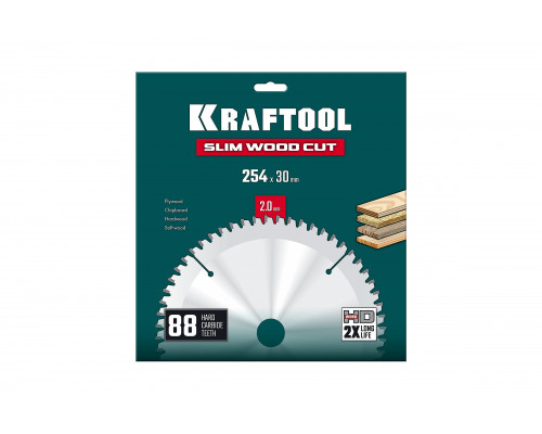 Диск пильный по дереву KRAFTOOL Slim wood cut 254 х 30 x 2.0 мм, 88Т 36955-254-30-88