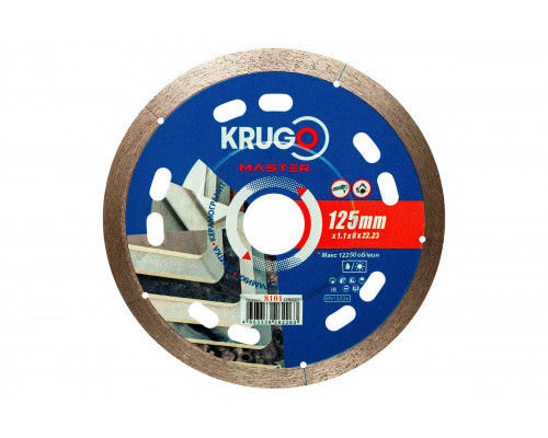 Диск алмазный сплошной по керамограниту, керамике KRUGO MASTER 125х1.1х22.23х8 мм 81011250227