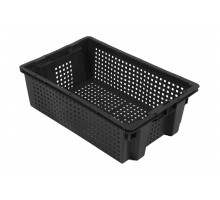 Ящик овощной Rainberg  600х200х400 черный 1,9кг штабелируемый 6173