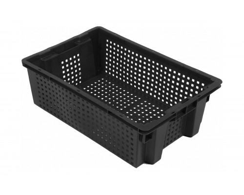 Ящик овощной Rainberg  600х200х400 черный 1,9кг штабелируемый 6173
