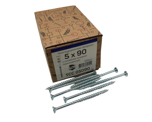 Саморезы Trusty конструкционные TCC 5х90 потайные 100шт /TCC05090