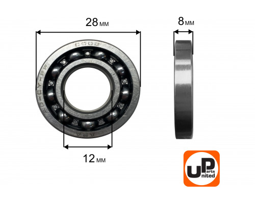 Подшипник коленвала UNITED PARTS 6002-2RSH-CP для STIHL 017/018/MS180 (аналог 95030030312) комплект 2 шт 90-0749