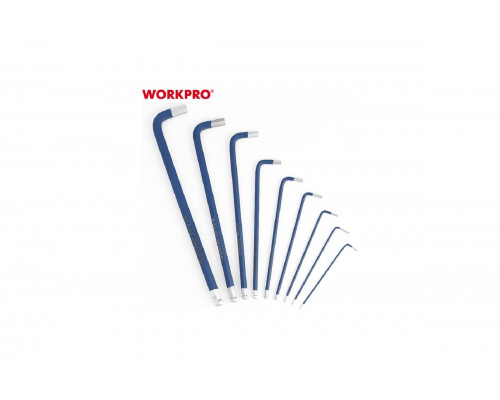 Ключи 6-гранные длинные с шаром WORKPRO 9шт. в держателе PRO WP222011