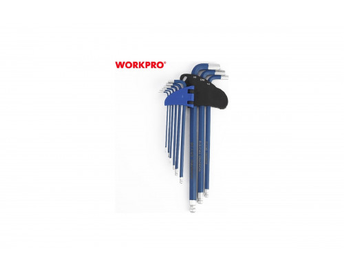 Ключи 6-гранные длинные с шаром WORKPRO 9шт. в держателе PRO WP222011