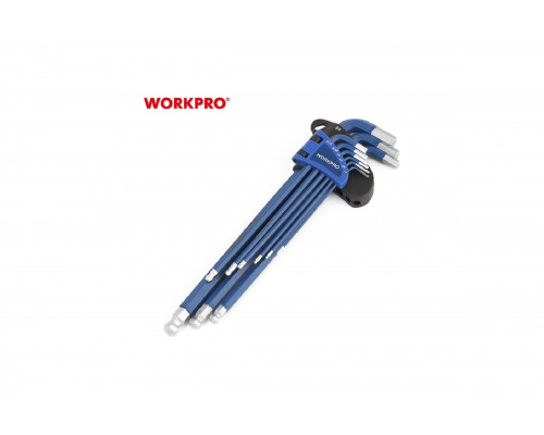 Ключи 6-гранные длинные с шаром WORKPRO 9шт. в держателе PRO WP222011