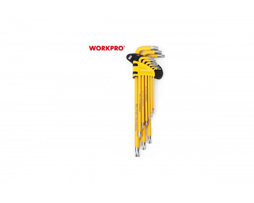 Набор 6-гранных длинных ключей TORX WORKPRO 9 шт. в держателе WP222008
