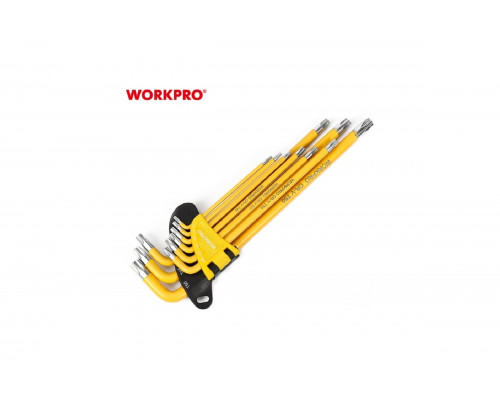 Набор 6-гранных длинных ключей TORX WORKPRO 9 шт. в держателе WP222008