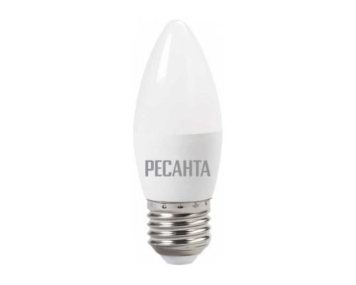 Светодиодная лампа Ресанта LL-R-C37-6W-230-4K-E27 (свеча, 6Вт, нейтр., Е27) 76/1/10