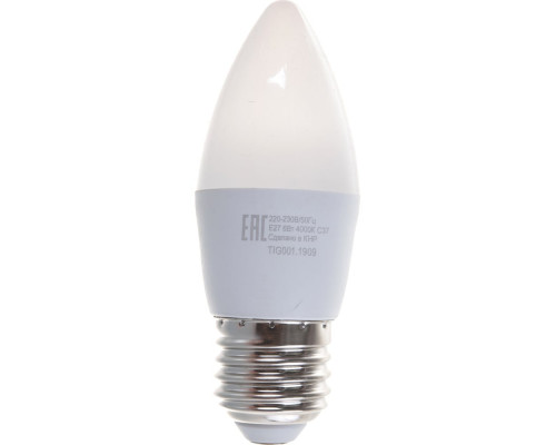 Светодиодная лампа Ресанта LL-R-C37-6W-230-4K-E27 (свеча, 6Вт, нейтр., Е27) 76/1/10